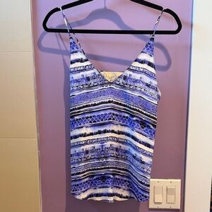 Rory Beca Blue and White Striped Silk Tank Top